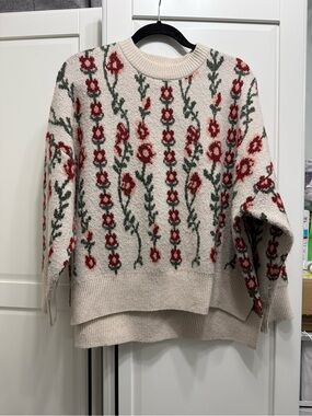 Jessica Simpson Cream & Brown Knit Pullover